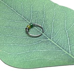 2/$18 Green yellow black beaded hoop nose ring 20G 💚💛🖤
